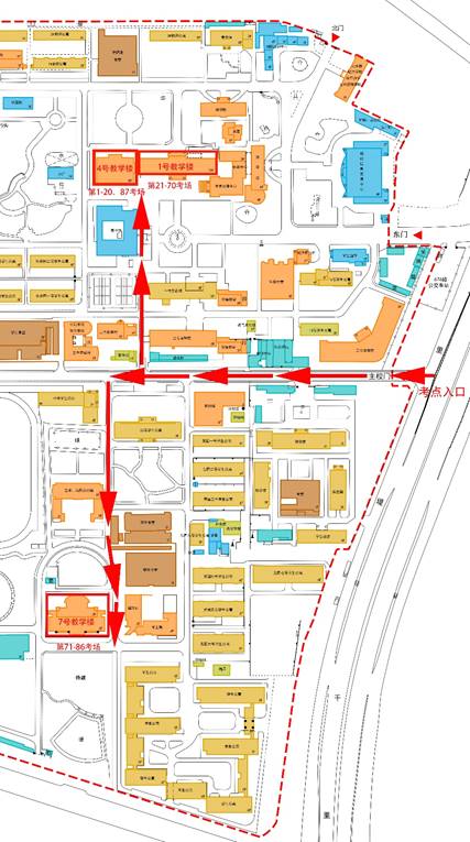 考场分布及行进路线示意图