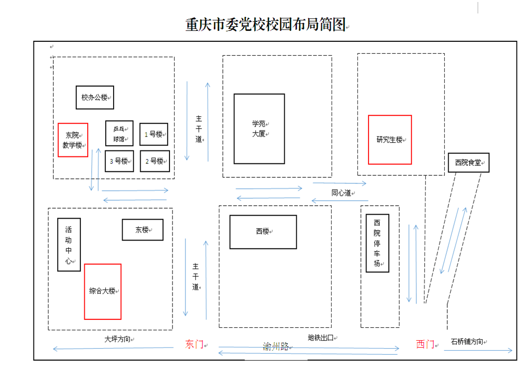 中共重庆市委党校园布局简图