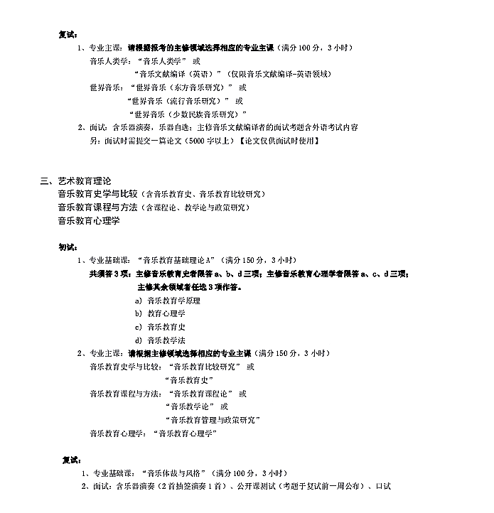 上海音乐学院2021年硕士研究生招生《1301艺术学理论》考试大纲②